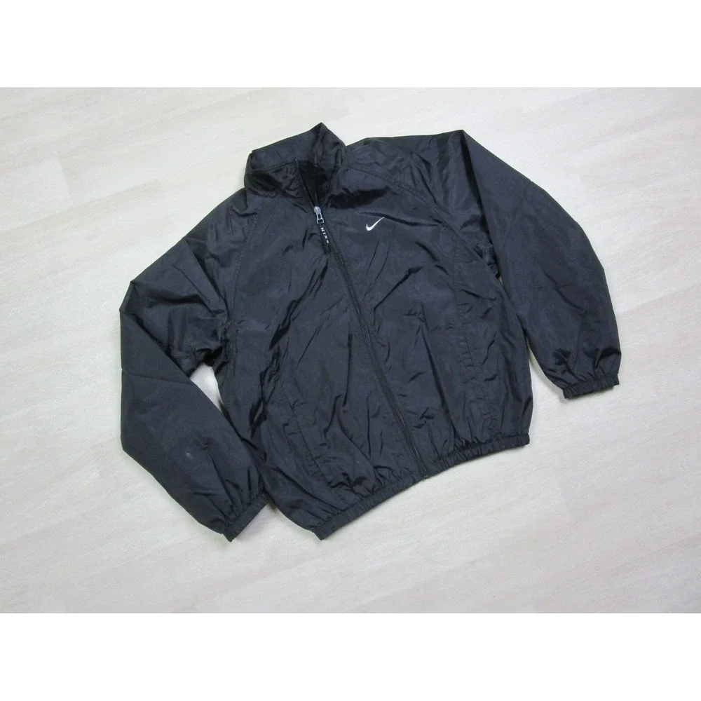 Vintage 90s‎ Nike Tennis Camps Black Windbreaker Jacket (S) Youth Size EUC